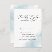 水彩洗浄 |ブルーソングリクエストRSVPカード 出欠カード (正面/裏面)