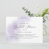 水彩洗浄 |紫色の水平ブライダルシャワー 招待状 (スタンド正面)