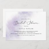 水彩洗浄 |紫色の水平ブライダルシャワー 招待状 (正面/裏面)
