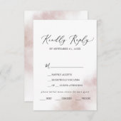 水彩洗浄 |赤面メニュー選択RSVPカード 出欠カード (正面/裏面)