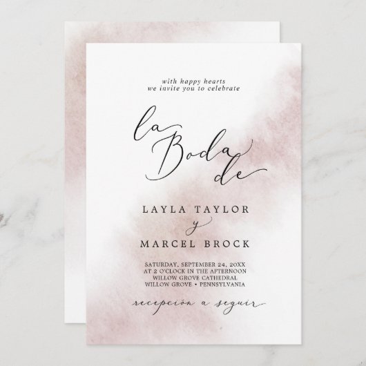 水彩洗浄 |赤面ラボダデ結婚ス 招待状 (正面/裏面)