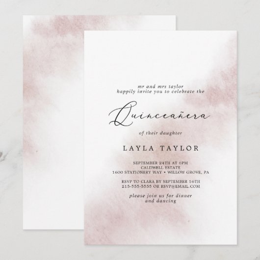 水彩洗浄 |赤面 招待状 (正面/裏面)