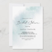 水彩洗浄 |青いブライダルシャワー 招待状 (正面)