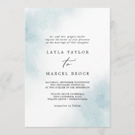 水彩洗浄 |青伝統的結婚の 招待状