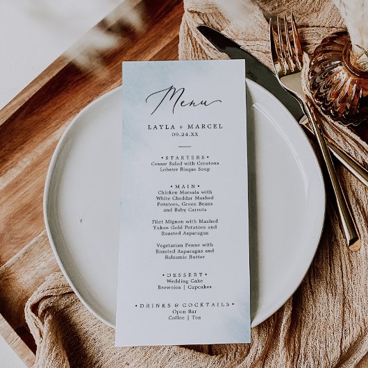 水彩洗浄 |青結婚のディナーメニュー メニュー