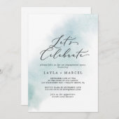 水彩洗浄 | Blue 祝 Let's 招待状 (正面/裏面)