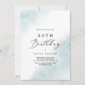 水彩洗浄 | Blue 30th Birthday 招待状 (正面)