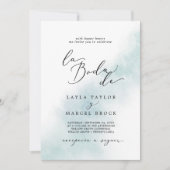 水彩洗浄 | Blue La Boda 結婚 De's 招待状 (正面)