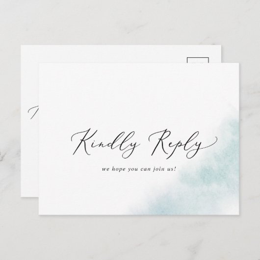 水彩洗浄 | Blue Song RSVPポストカード インビテーションポストカード (正面/裏面)