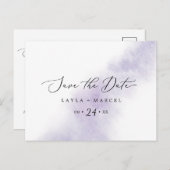 水彩洗浄 | Purple日付はがきを保存 インビテーションポストカード (正面/裏面)