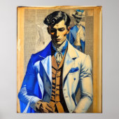 水彩洗練された男性ファッションモデル ポスター (正面)