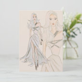 水彩流行オートクチュールファッション表示 招待状 (スタンド正面)