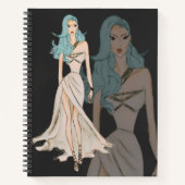 水彩流行ファッションモデルイラストレーション ノートブック (正面)