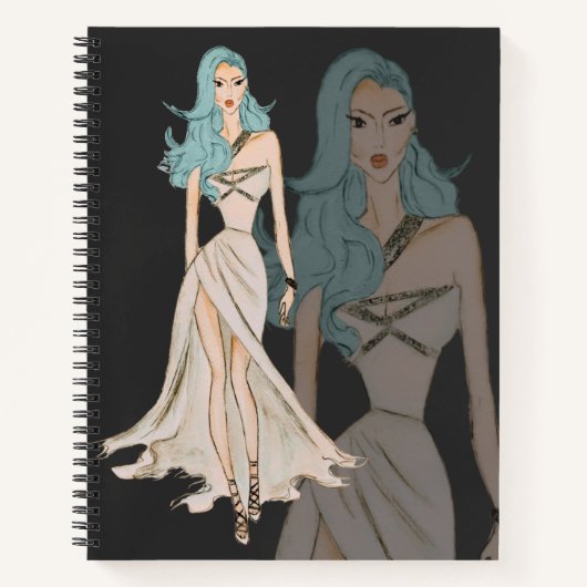 水彩流行ファッションモデルイラストレーション ノートブック (正面)