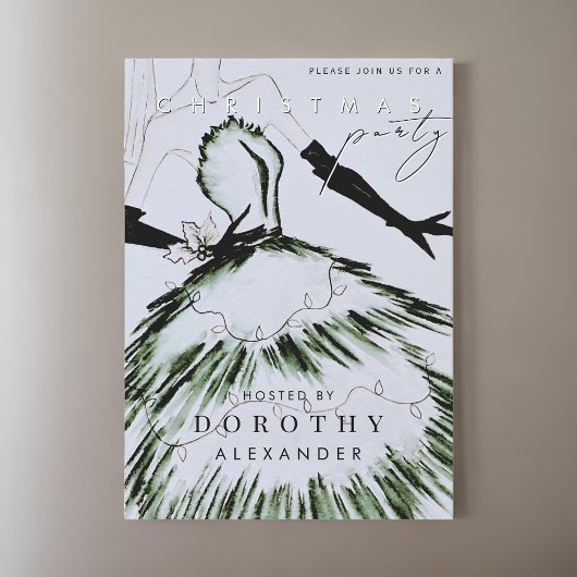 水彩流行ファッションモデルクリスマスパーティー 招待状