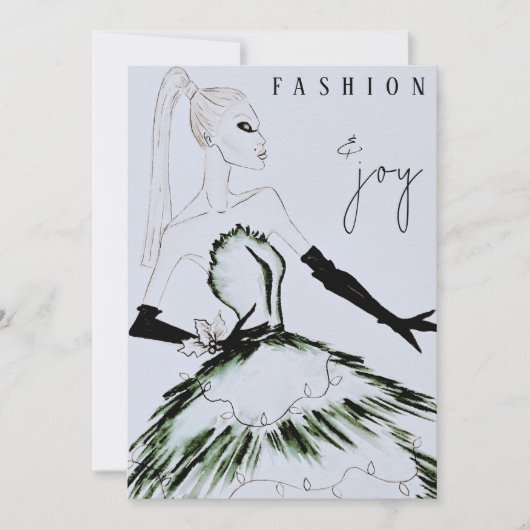 水彩流行ファッションモデルクリスマス シーズンカード (正面)