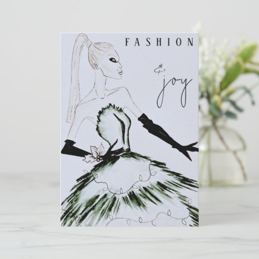 水彩流行ファッションモデルクリスマス シーズンカード (スタンド正面)