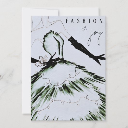 水彩流行ファッションモデルクリスマス シーズンカード (正面)