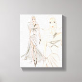 水彩流行ファッションモデル キャンバスプリント (正面)