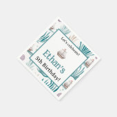 水彩海キッズ航海の誕生日 スタンダードカクテルナプキン (角)