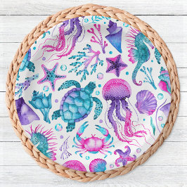 水彩海クリージャーズザシーズ誕生日 ペーパープレート