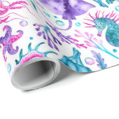 水彩海クリージャーズザシーズ誕生日 ラッピングペーパー (ロールコーナー)