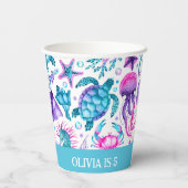 水彩海クリージャーズザシーズ誕生日 紙コップ (裏面)