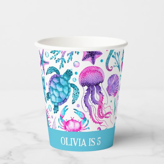水彩海クリージャーズザシーズ誕生日 紙コップ (正面)
