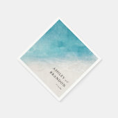 水彩海サマーブルービーチ結婚式 スタンダードカクテルナプキン (角)