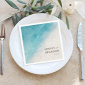 水彩海サマーブルービーチ結婚式 スタンダードカクテルナプキン