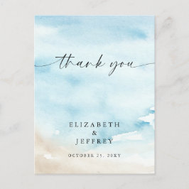 水彩海シーサマービーチサンキューカード インビテーションポストカード