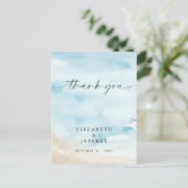 水彩海シーサマービーチサンキューカード インビテーションポストカード (スタンド正面)