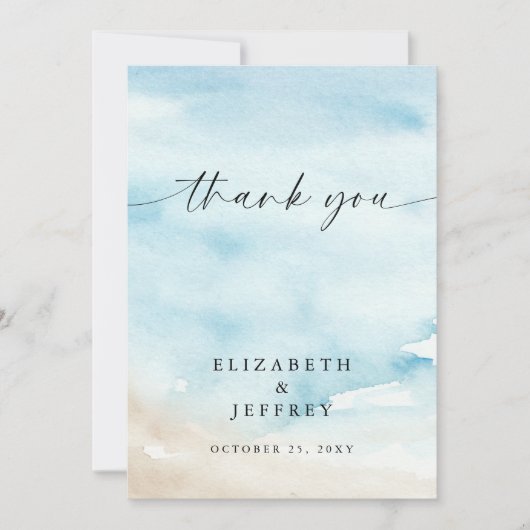 水彩海シーサマービーチサンキューカード サンキューカード (正面)