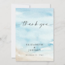 水彩海シーサマービーチサンキューカード