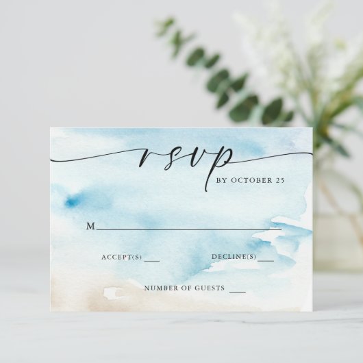 水彩海シーサマービーチ結婚式 出欠カード (スタンド正面)