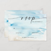 水彩海シーサマービーチ結婚式 出欠カード (正面/裏面)