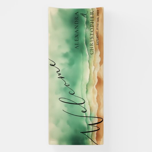 水彩海シーブルーウォーターサン 横断幕 (縦)