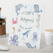 水彩海テーマベビーシャワー標識 台座サイン (インサイチュ)