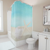 水彩海ヒトデと砂ドル シャワーカーテン (インサイチュ)