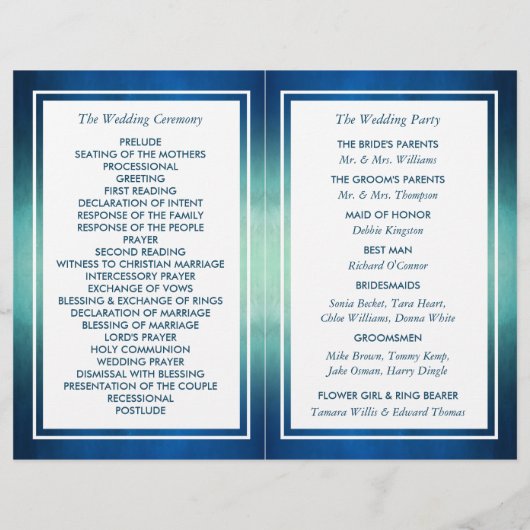 水彩海ヒトデビーチ結婚式プログラム (裏面)