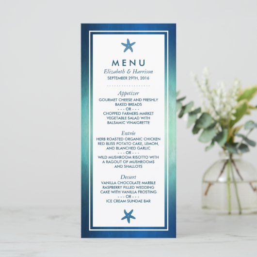 水彩海ヒトデビーチ結婚式メニュー メニュー (スタンド正面)