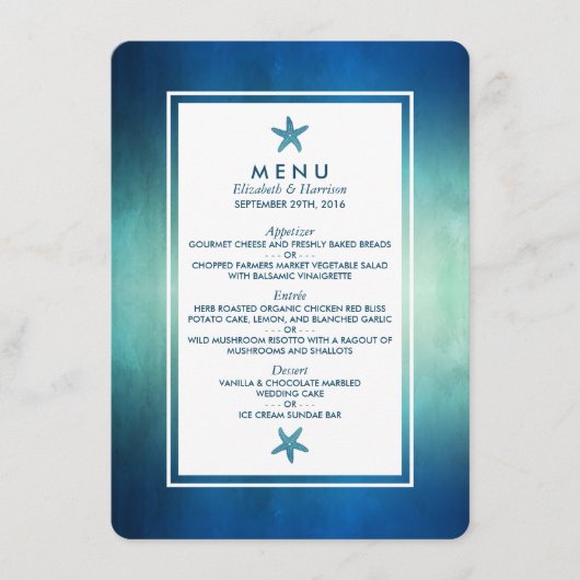 水彩海ヒトデビーチ結婚式メニュー メニュー (正面)
