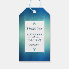 水彩海ヒトデビーチ結婚式有難う ギフトタグ