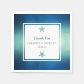 水彩海ヒトデビーチ結婚式 スタンダードカクテルナプキン (正面)