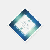 水彩海ヒトデビーチ結婚式 スタンダードカクテルナプキン (角)