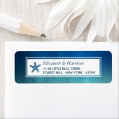 水彩海ヒトデビーチ結婚式 ラベル (インサイチュ)