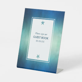 水彩海ヒトデビーチ結婚式 台座サイン