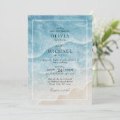 水彩海ビーチエレガントな結婚式 招待状 (スタンド正面)