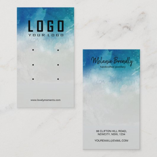 水彩海ビーチサマーイヤリングディスプレイ 名刺 (正面/裏面)