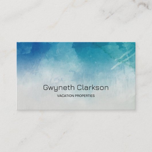 水彩海ビーチサマービジネスカード 名刺 (正面)